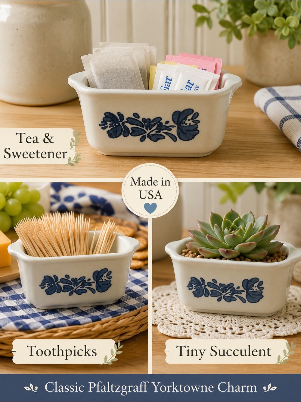 Pfaltzgraff Yorktowne Charm Small Ceramic Server in Blue and Cream